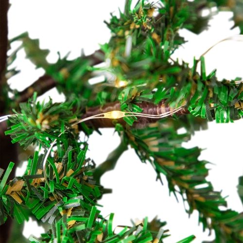 Pre-lit Christmas Tree with Pinecones and Burlap Base - 4' - Clear Lights