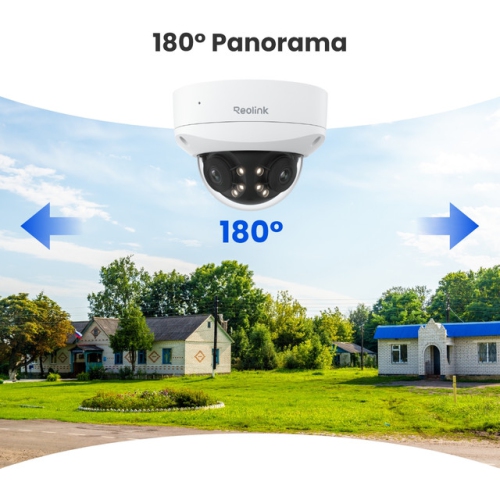 Duo 2 V PoE de Reolink - Caméra PoE IK10 UHD 8 Mpx 4K à deux objectifs avec vue panoramique à 180°, vision nocturne à projecteur ponctuel