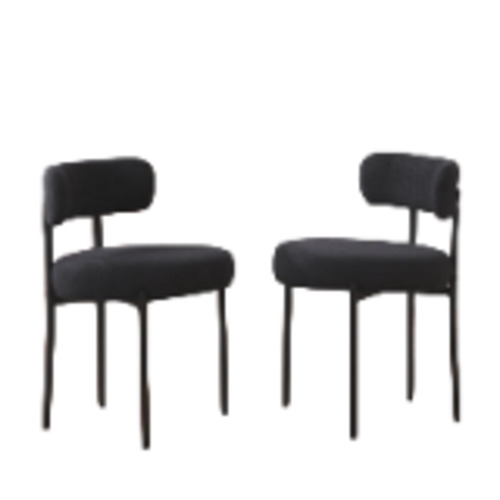 DYHOME  Modern Accent Chair Upholstered Dining Chairs Set Of 4, Short Plush Fabric, Sherpa Chair for Dining Room, Kitchen, Living Room Metal Legs