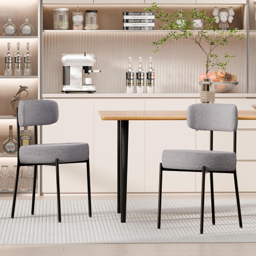 DYHOME  Dining Chairs Set Of 2, Upholstered Kitchen Dining Room Chairs, Mid Century Modern Boucle Chairs \w Thicken Cushion for Kitchen, Living Room