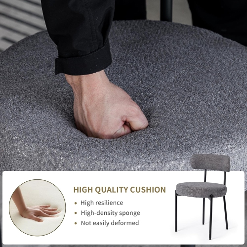 DYHOME Dining Chairs Set of 2, Upholstered Kitchen Dining Room Chairs, Mid Century Modern Boucle Chairs with Thicken Cushion for Kitchen, Living