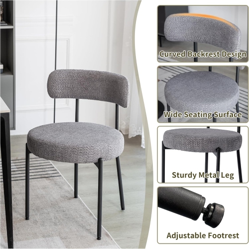 DYHOME Dining Chairs Set of 2, Upholstered Kitchen Dining Room Chairs, Mid Century Modern Boucle Chairs with Thicken Cushion for Kitchen, Living