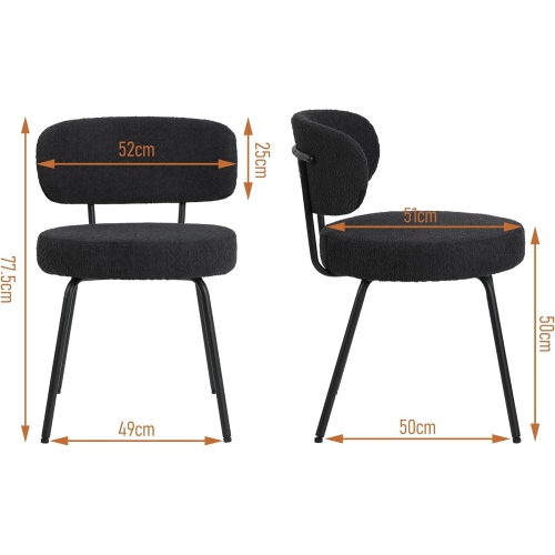 Premium Black Dining Chairs Set of 2, Mid Century Modern Dining Chairs, Kitchen Dining Room Chairs with Upholstered Curved Backrest - Make Your Home