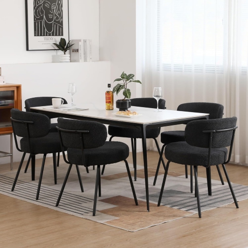 Premium Black Dining Chairs Set of 2, Mid Century Modern Dining Chairs, Kitchen Dining Room Chairs with Upholstered Curved Backrest - Make Your Home