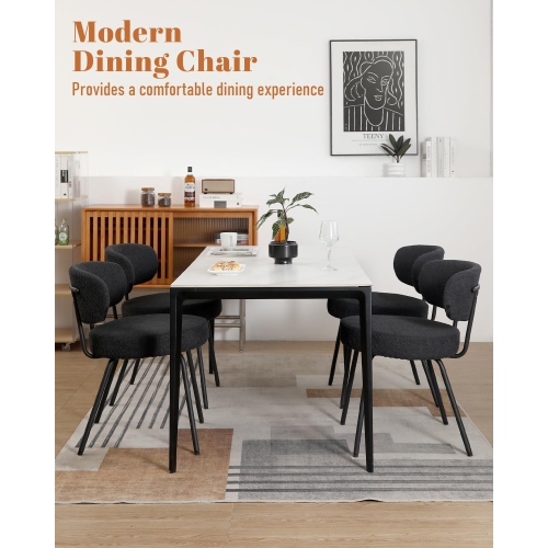 Premium Black Dining Chairs Set of 2, Mid Century Modern Dining Chairs, Kitchen Dining Room Chairs with Upholstered Curved Backrest - Make Your Home