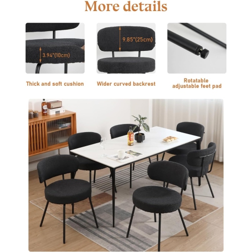 Premium Black Dining Chairs Set of 2, Mid Century Modern Dining Chairs, Kitchen Dining Room Chairs with Upholstered Curved Backrest - Make Your Home