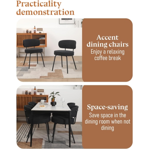 Premium Black Dining Chairs Set of 2, Mid Century Modern Dining Chairs, Kitchen Dining Room Chairs with Upholstered Curved Backrest - Make Your Home