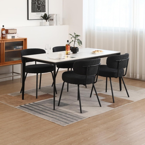 Premium Black Dining Chairs Set of 2, Mid Century Modern Dining Chairs, Kitchen Dining Room Chairs with Upholstered Curved Backrest - Make Your Home