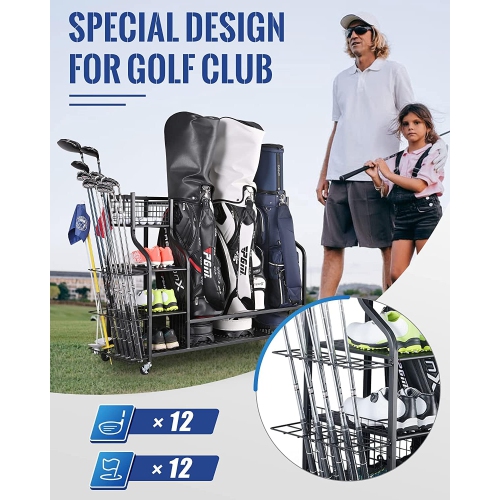Zachvo Golf Storage Organizer Garage Rack for Golf Bags and Equipment