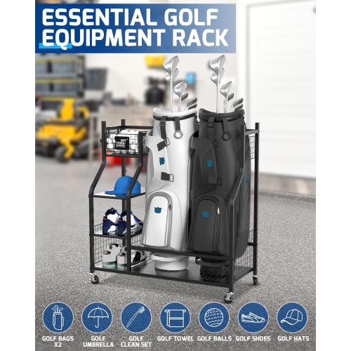 Zachvo Golf Storage Garage Organizer, Golf Bag Organizer, Golf Rack, Golf Equipment Storage, Golf Organizer for Garage