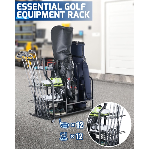 Zachvo Golf Storage Organizer Garage Rack for Golf Bags and Equipment