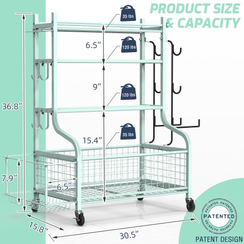 Zachvo Dumbbell Rack, Home Gym Storage, Weight Rack for Dumbbells, Yoga Rack, Kettlebells and Yoga Mat Storage, Gym Storage Rack with Wheels and