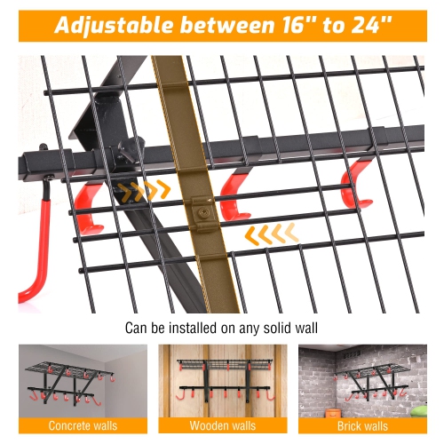 Zachvo Garage Wall Shelving 2-Pack with Bike Hooks Adjustable Wall Organizer