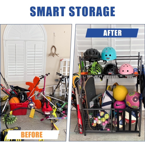 Zachvo Basketball Rack with Wheels Sports Equipment Storage for Football Volleyball and Basketball