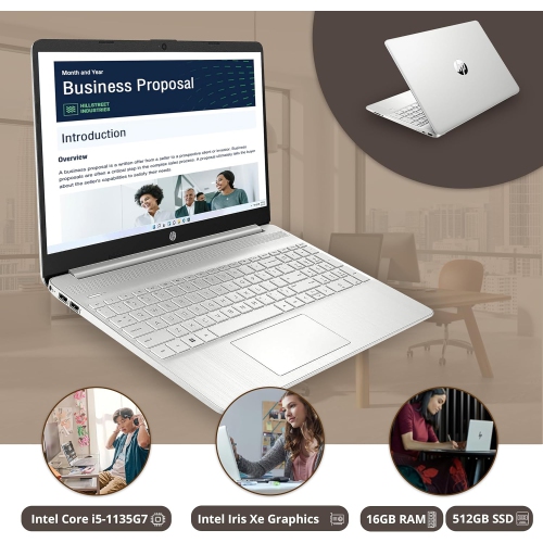 Open Box - HP 15.6'' FHD Business Laptop, Intel Core i5-1135G7, 512GB PCIe SSD, 16GB RAM, Full-Size Keyboard, HD Webcam, Silver, Win 11, 32GB USB Card