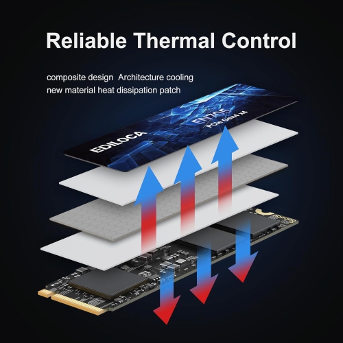 Disque SSD interne PCIe NVMe M.2 2280 de 4e génération de 2&nbsp;To, jusqu'à 4800&nbsp;Mo/s, disque SSD avec cache SLC dynamique, compatible avec la