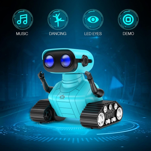 Rechargeable RC Robot Toy for Boys, Remote Control Robot with LED Eyes and Music, Ideal Gift for Kids 3 Years and Up