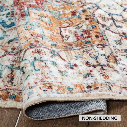 Mordern Area Rug, Non-Slip Washable Low Pile Soft Lightweight Thin Carpet Rugs for Bedroom Living Room Kitchen Indoor Home Décor - 6 x 9 Feet, Orange