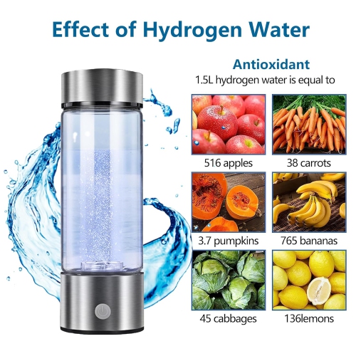 Bouteille génératrice d'eau portative à hydrogène, machine à ioniser d'eau rechargeable avec technologie d'hydrogène, idéale pour la maison, le burea