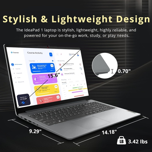 Lenovo IdeaPad 1 15.6" HD Laptop, Intel Pentium Silver N6000, 1.16TB Storage, 20GB RAM, Intel UHD Graphics, Num Pad, HD Camera, Win 11 S, Gray
