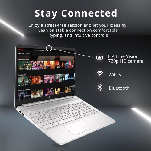 Open Box - HP 15.6" HD BrightView Laptop, Intel Pentium Silver N5030 Processor, 256GB PCIe SSD, 8GB RAM, Intel HD Graphics 605, 720p HD Webcam,