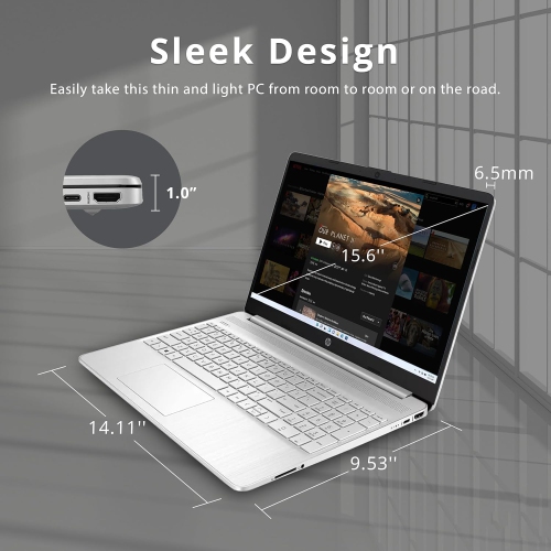 Open Box - HP 15.6" HD BrightView Laptop, Intel Pentium Silver N5030 Processor, 256GB PCIe SSD, 8GB RAM, Intel HD Graphics 605, 720p HD Webcam,