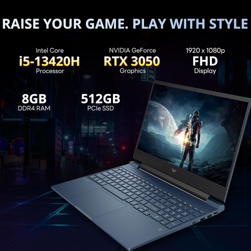 Open Box - HP Victus Gaming Laptop, 15.6" FHD 144Hz IPS Display, Intel i5-13420H, 512GB PCIe SSD, 8GB RAM, NVIDIA GeForce RTX 3050, Backlit Keyboard,