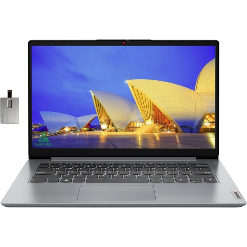 LENOVO Open Box -  2022 Ideapad 1I 14" HD Laptop, Intel Celeron N4020 Processor, 128GB PCie SSD, 4GB Ram, Intel HD Graphics 500, Grey, Windows 11 S, 32GB USB Card