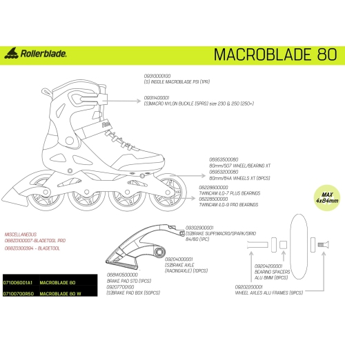 Rollerblade Macroblade 80 Men's Adult Fitness Inline Skate, Black and Lime, Performance Inline Skates, 11