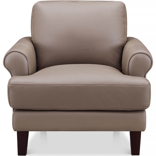 HYDELINE  Dawn Top Grain Leather Chair, Taupe With Feather Down, Memory Foam And Pocket Coils In Brown