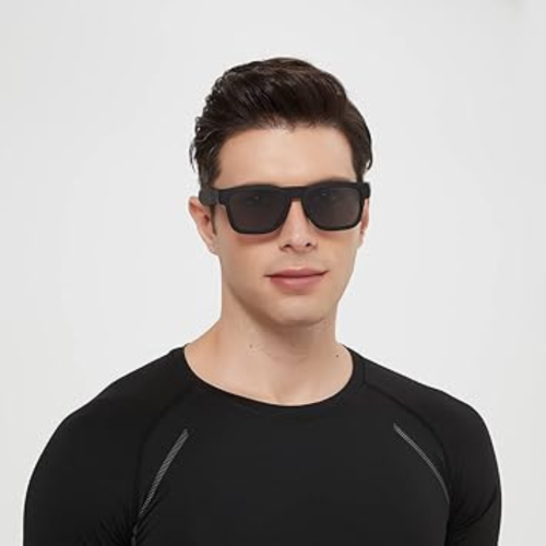 Smart Glasses,Polarized Sunglasses with Bluetooth Speaker,Athletic/Outdoor UV Protection and Voice Control,Unisex(Black Lens)