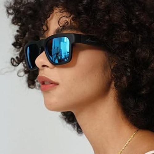 Smart Glasses,Polarized Sunglasses with Bluetooth Speaker,Athletic/Outdoor UV Protection and Voice Control,Unisex(Blue Lens)