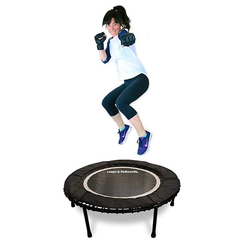 LEAPS & REBOUNDS  48" Mini Fitness Trampoline & Rebounder Gym Equipment In Gray Great!