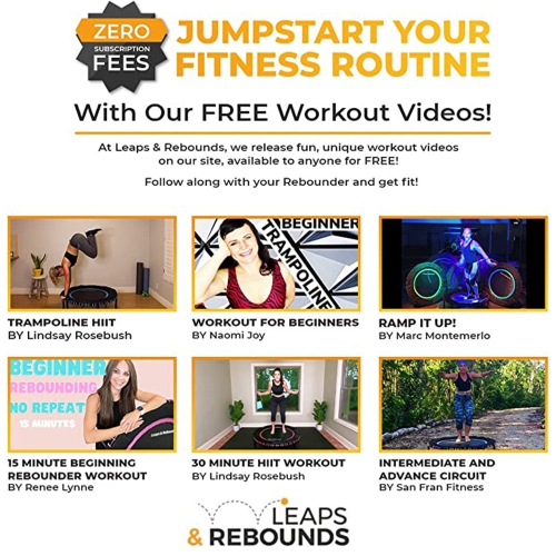 LEAPS & REBOUNDS 48" Mini Fitness Trampoline & Rebounder Gym Equipment, Gray