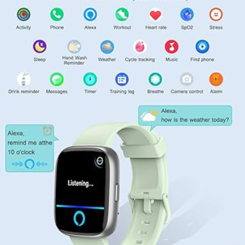 Smart Watch for Men Women with Bluetooth Call, Compatible with iOS/Android Phones, Alexa Built-in, 1.83" HD Screen with Heart Rate/Sleep/SpO2