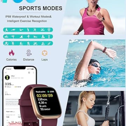 Smart Watch for Men Women with Bluetooth Call, Compatible with iOS/Android Phones, Alexa Built-in, 1.83" HD Screen with Heart Rate/Sleep/SpO2