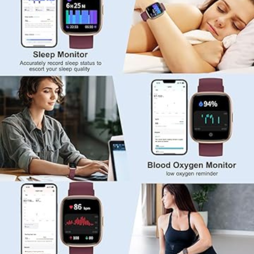 Smart Watch for Men Women with Bluetooth Call, Compatible with iOS/Android Phones, Alexa Built-in, 1.83" HD Screen with Heart Rate/Sleep/SpO2