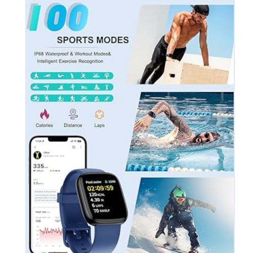 Smart Watch for Men Women with Bluetooth Call, Compatible with iOS/Android Phones, Alexa Built-in, 1.83" HD Screen with Heart Rate/Sleep/SpO2