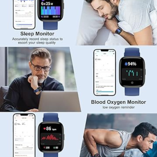 Smart Watch for Men Women with Bluetooth Call, Compatible with iOS/Android Phones, Alexa Built-in, 1.83" HD Screen with Heart Rate/Sleep/SpO2