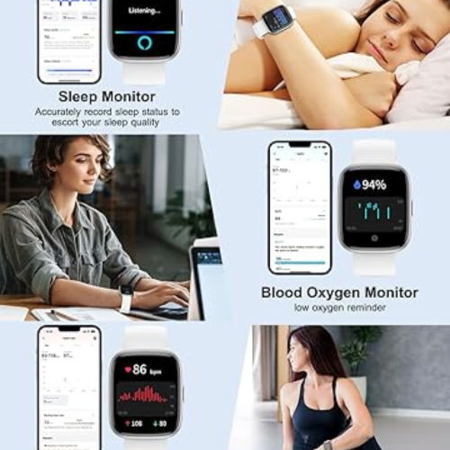 Smart Watch for Men Women with Bluetooth Call, Compatible with iOS/Android Phones, Alexa Built-in, 1.83" HD Screen with Heart Rate/Sleep/SpO2