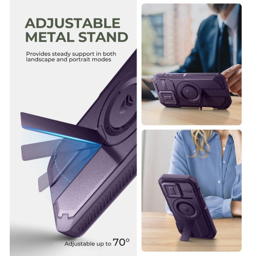 iPhone 16 Pro Magnetic Case with Slide Camera Cover & Adjustable Kickstand & Built-in Screen Protector, Rugged Shockproof Bumper Cases Heavy-Duty