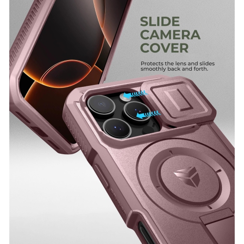 16 Pro Magnetic Case with Slide Camera Cover & Adjustable Kickstand & Built-in Screen Protector, Rugged Shockproof Bumper Cases Heavy-Duty Cover