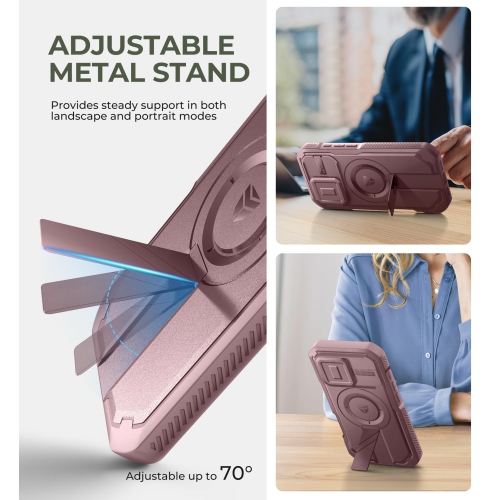 16 Pro Magnetic Case with Slide Camera Cover & Adjustable Kickstand & Built-in Screen Protector, Rugged Shockproof Bumper Cases Heavy-Duty Cover