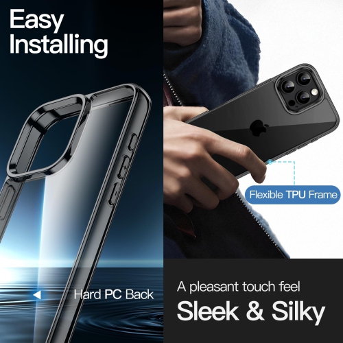 5 in 1 Case for iPhone 16 Pro 6.3-Inch with 2 Pack Each Tempered Glass Screen Protectors and Camera Lens Protectors, Non-Yellowing Shockproof Bumper