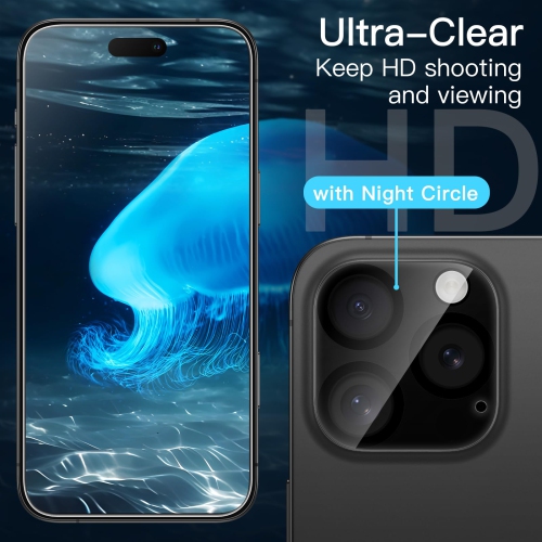 5 in 1 Case for iPhone 16 Pro 6.3-Inch with 2 Pack Each Tempered Glass Screen Protectors and Camera Lens Protectors, Non-Yellowing Shockproof Bumper
