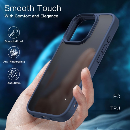 5 in 1 Matte Case for iPhone 16 Pro 6.3-Inch with 2-Pack Each Tempered Glass Screen Protector and Camera Lens Protector, Translucent Back Shockproof