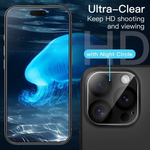 5 in 1 Matte Case for iPhone 16 Pro 6.3-Inch with 2-Pack Each Tempered Glass Screen Protector and Camera Lens Protector, Translucent Back Shockproof