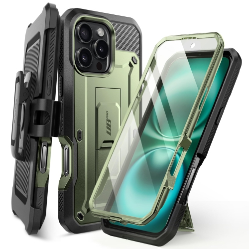 Étui pour iPhone 16 Pro avec protecteur d'écran, support intégré et pince de ceinture; Étui robuste de qualité militaire pour iPhone 16 Pro 6,3