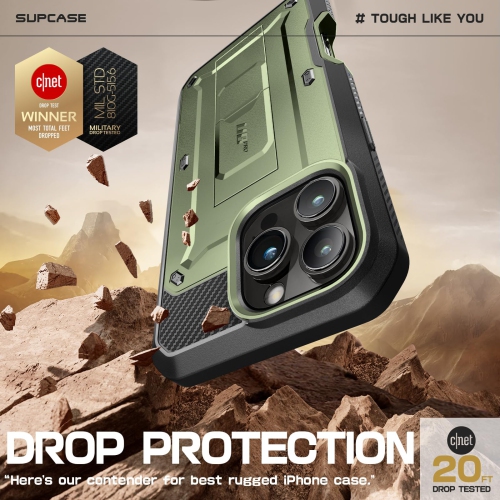 Étui pour iPhone 16 Pro avec protecteur d'écran, support intégré et pince de ceinture; Étui robuste de qualité militaire pour iPhone 16 Pro 6,3
