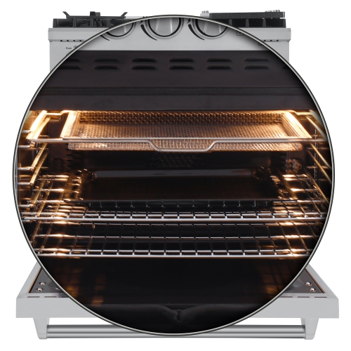 Forno Marco 36-Inch Dual Fuel Range Stainless Steel, 6 Sealed Burners - 67,000 BTU, 5.36 cu.ft. True Convection Oven
